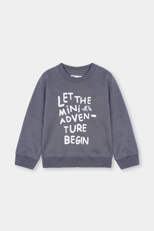 Charcoal Adventure Print Kids Sweatshirt