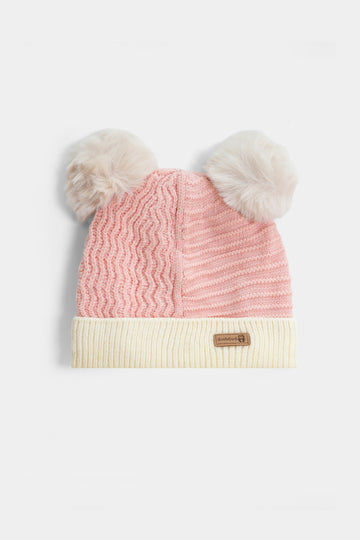 Baby Pink Double Pom-Pom Winter Cap