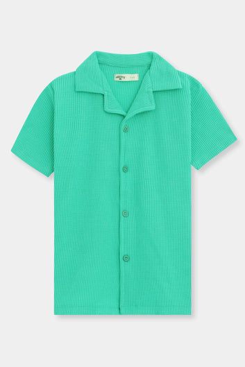 Mint Waffle Button-Down Shirt