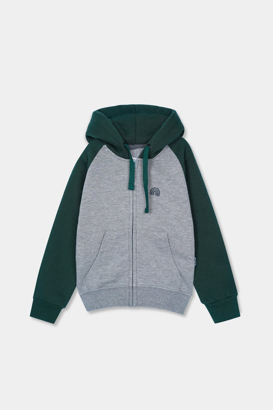 Grey & Green Dual-Tone Organic Fleece Hoodie