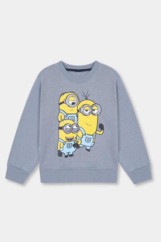 Dusky Blue Minions Print Tracksuit for Kids