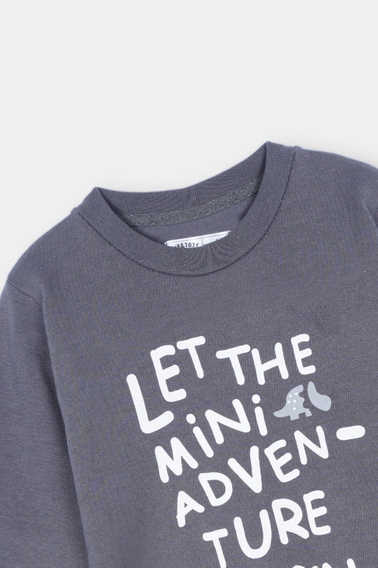 Charcoal Adventure Print Kids Sweatshirt