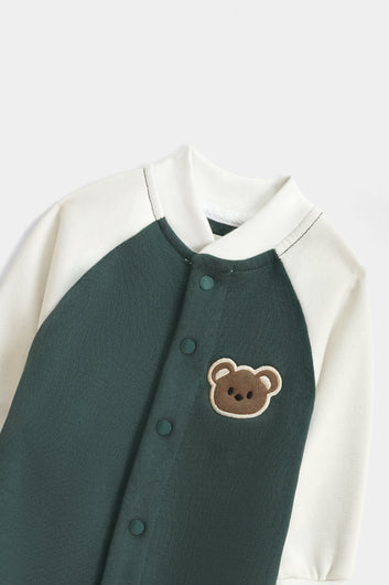 Forest Green Baby Varsity Fleece Romper
