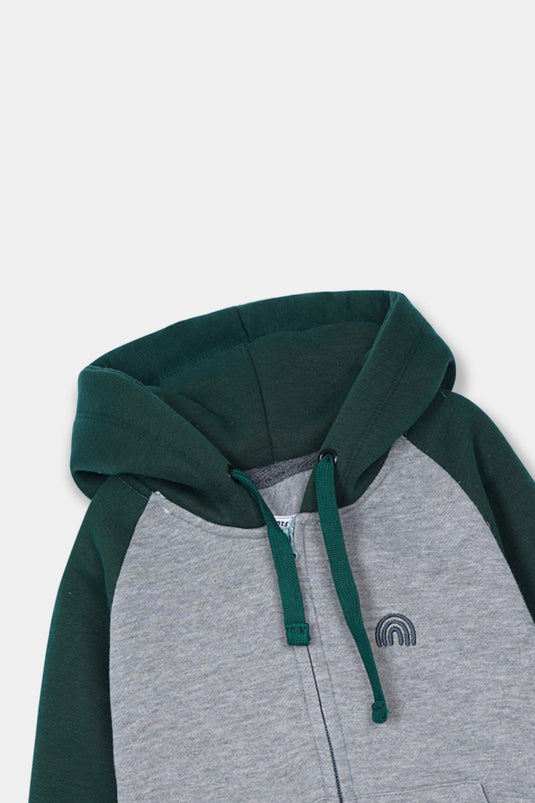 Grey & Green Dual-Tone Organic Fleece Hoodie