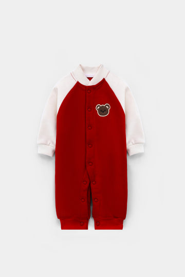 Red Baby Varsity Fleece Romper