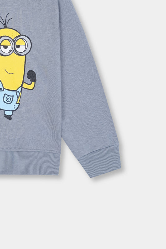 Dusky Blue Minions Print Tracksuit for Kids