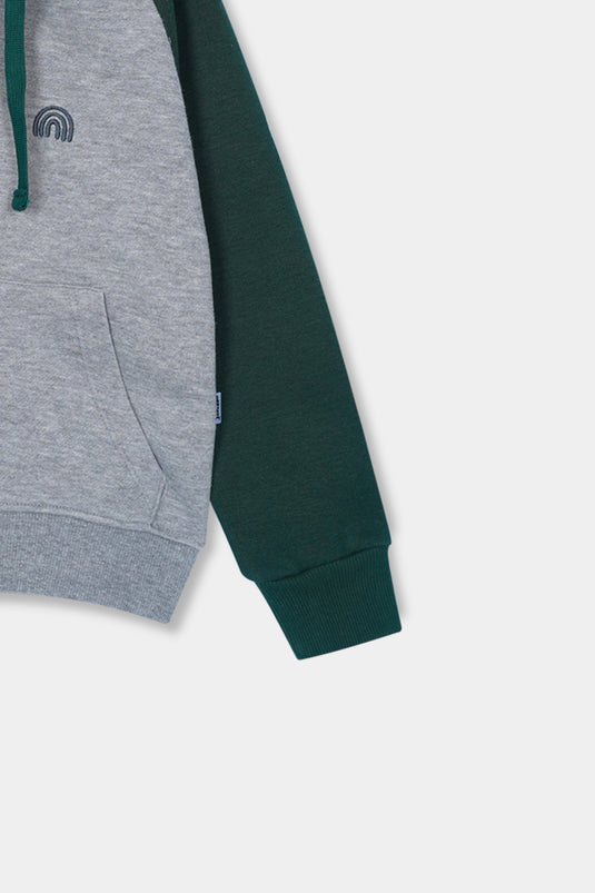 Grey & Green Dual-Tone Organic Fleece Hoodie