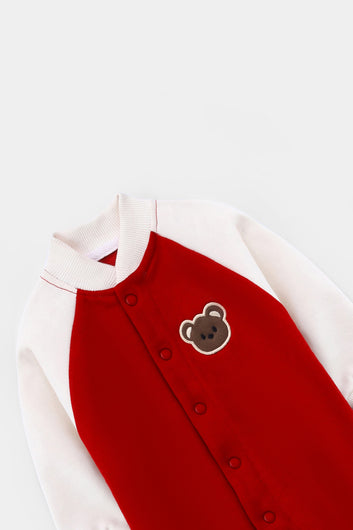 Red Baby Varsity Fleece Romper