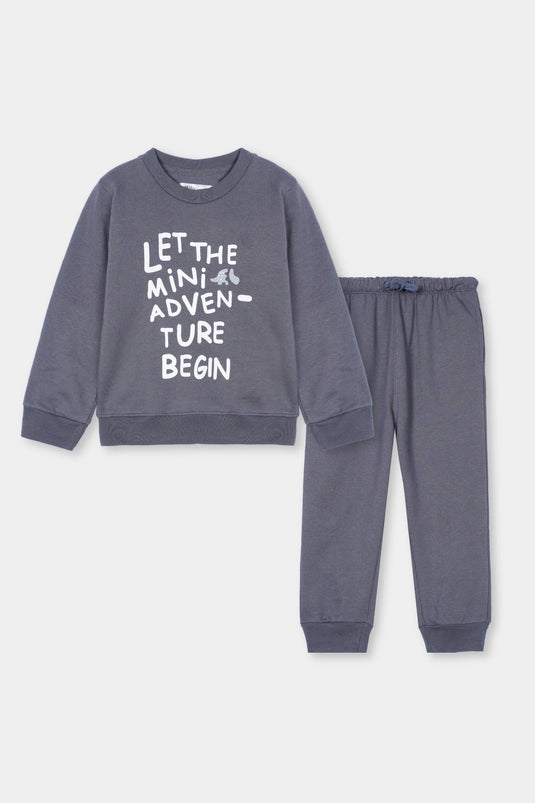 Charcoal Adventure Print Kids Tracksuit