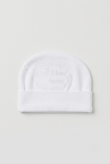 "I Love Mom" Baby Summer Cotton Cap – White