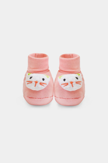 Baby Bright Pink 3D Cat Booties