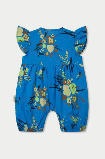 Blue Floral Printed Cotton Summer Romper
