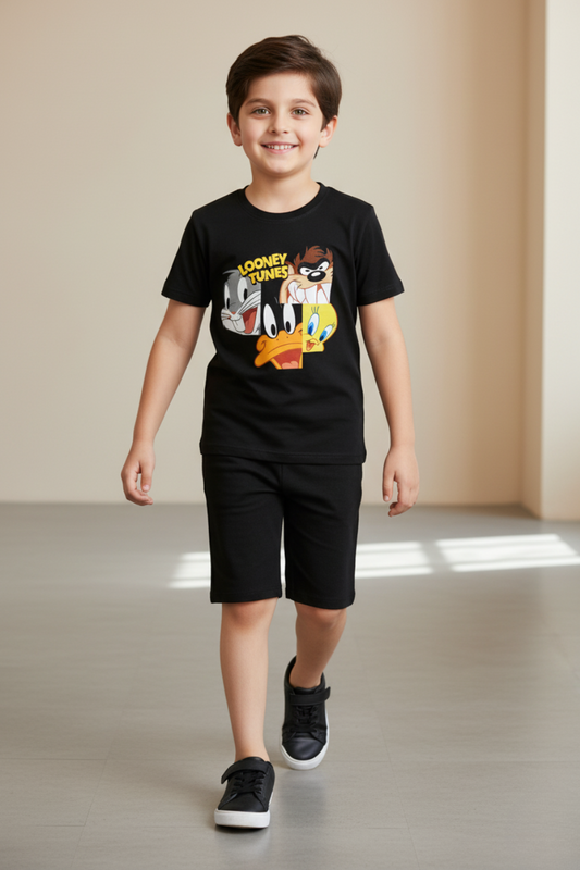 Looney Tunes Tee & Black Shorts Set
