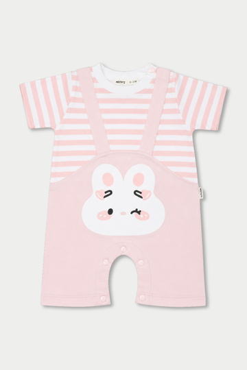 Bunny Winky Stripe Cotton Romper (Factory Leftover)