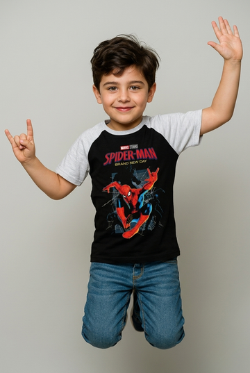 Marvel Studios Spider-Man "Brand New Day" Tee – Black &amp; Grey