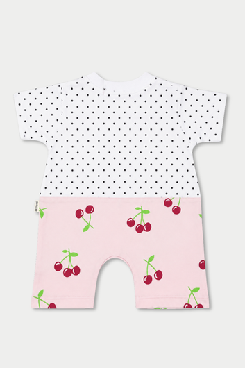 Sweet Cherry & Polka Dot Cotton Summer Romper