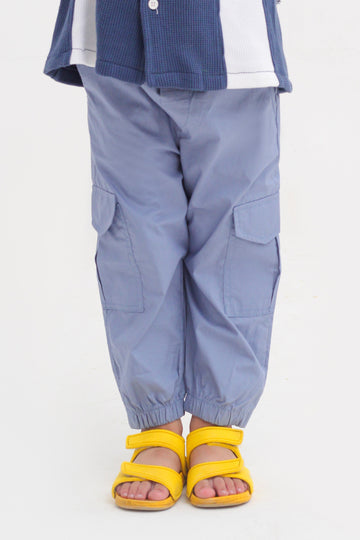 Light Blue Cotton Cargo Trousers