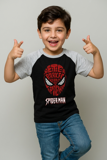 Spider-Man "Peter Parker" Word Art Tee – Black &amp; Grey