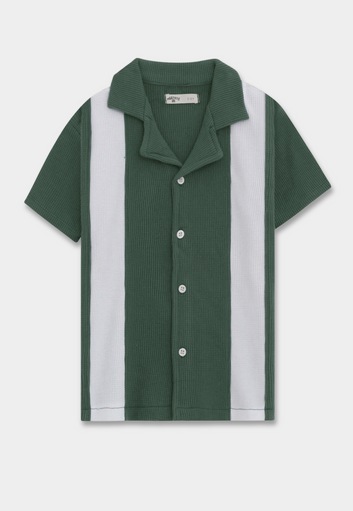 Boys Striped Panel Shirt & Slate Cargo Trousers Set