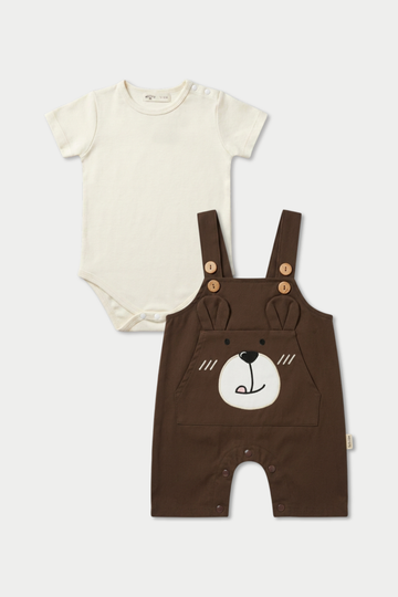 Brown Bear Cub Dungaree Set