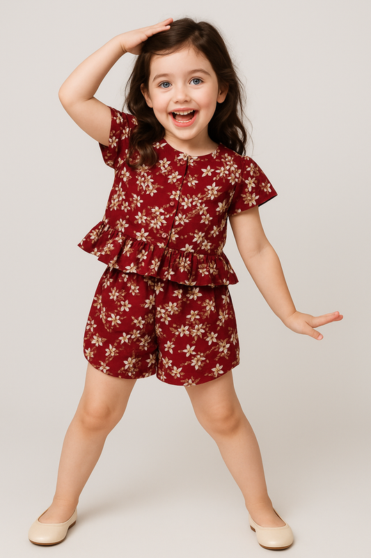 Berry Blossom Printed Linen Summer Set