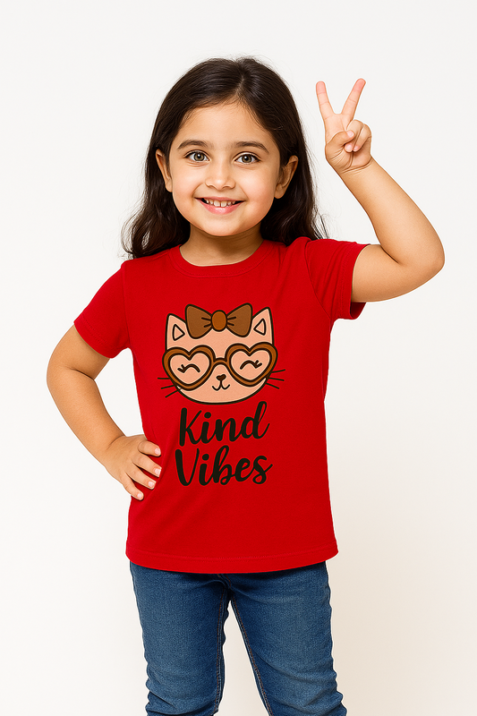 Kind Vibes Cat Tee – Red