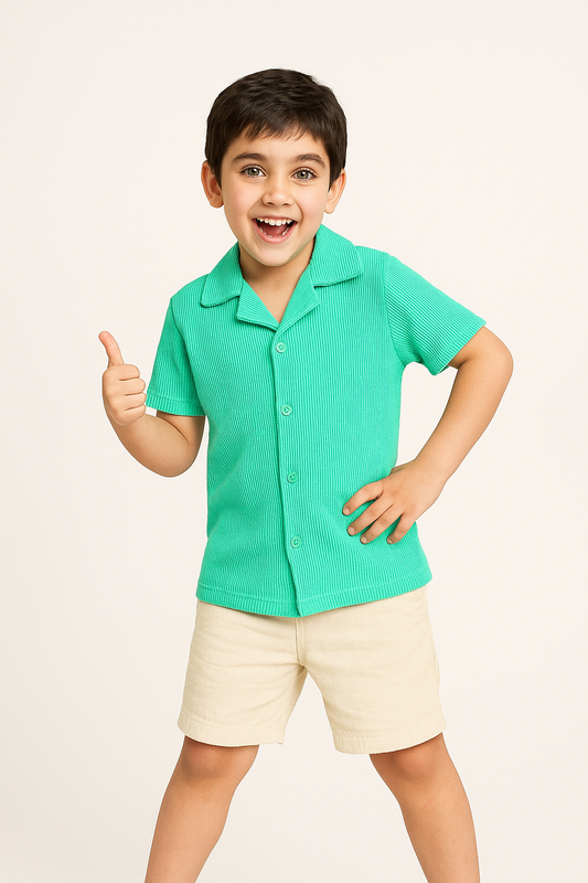Mint Waffle Button-Down Shirt