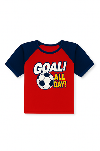 Goal All Day Tee – Red & Navy