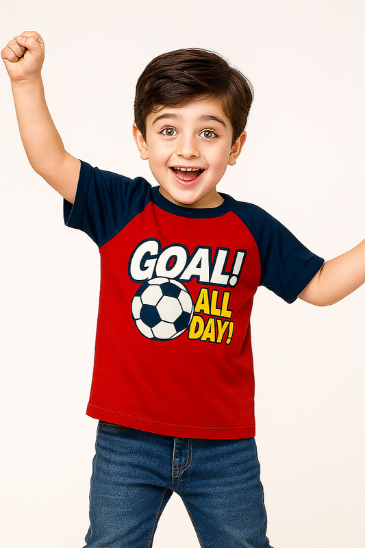 Goal All Day Tee – Red & Navy