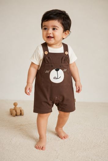 Brown Bear Cub Dungaree Set