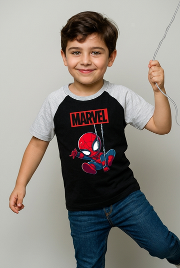 Marvel Spider-Man Swing Tee – Black &amp; Grey
