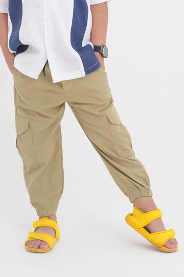 Khaki Cotton Cargo Trousers