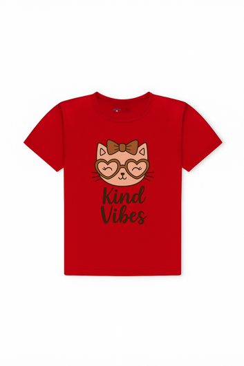 Kind Vibes Cat Tee – Red