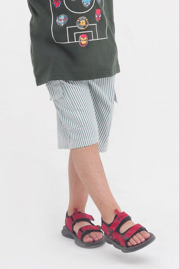 Green-Lined Cotton Side-Pocket Shorts