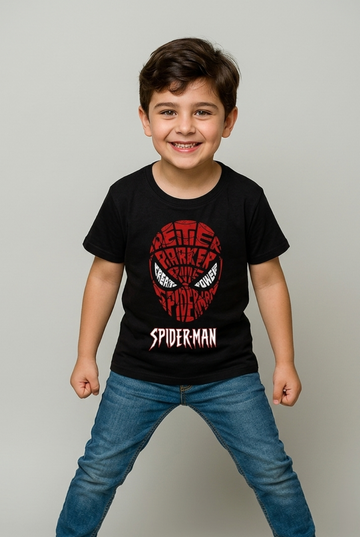 Spider-Man "Peter Parker" Word Art Tee – Black