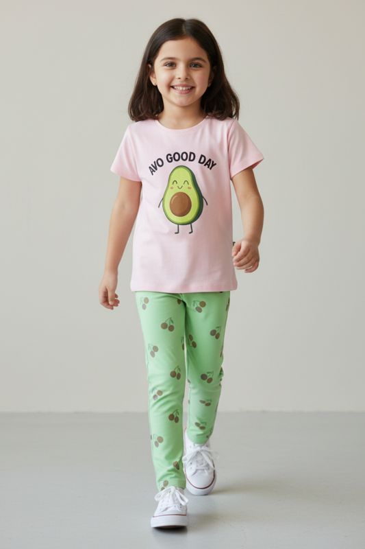 Avo Good Day Tee & Cherry Tights Set
