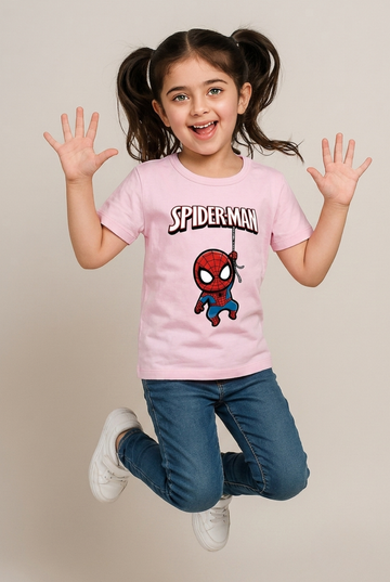 Spider-Man Hanging Web Tee – Pink