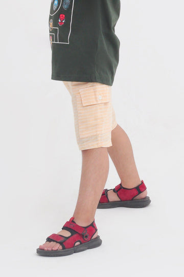 Sunset Stripe Cotton Cargo Shorts