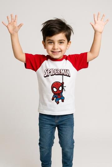 Spider-Man Hanging Web Tee – White &amp; Red