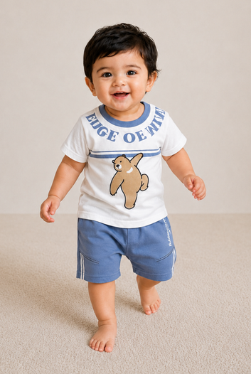 Baby Bear Cotton T-Shirt & Shorts Set