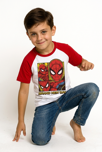Spider-Man "Brand New Day" Tee – White &amp; Red