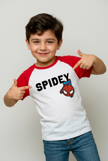 "Spidey" Tee – White &amp; Red