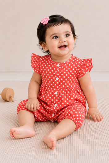 Red Polka Dot Flutter Romper