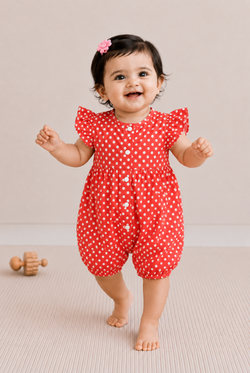 Red Polka Dot Flutter Romper