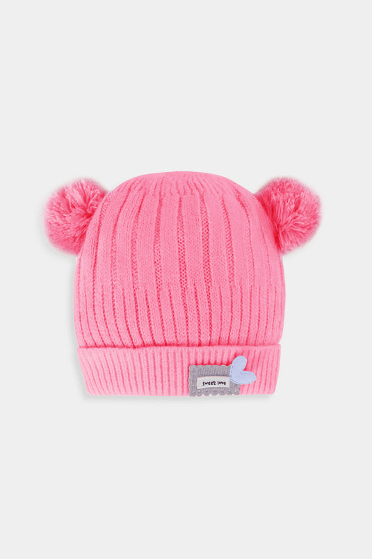 Pink Super Stretchable Wool Cap for Babies