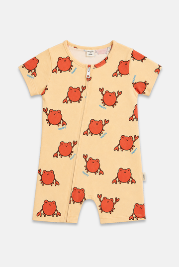 Crab Print Cotton Zip Romper