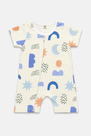 Abstract Print Cotton Zip Romper