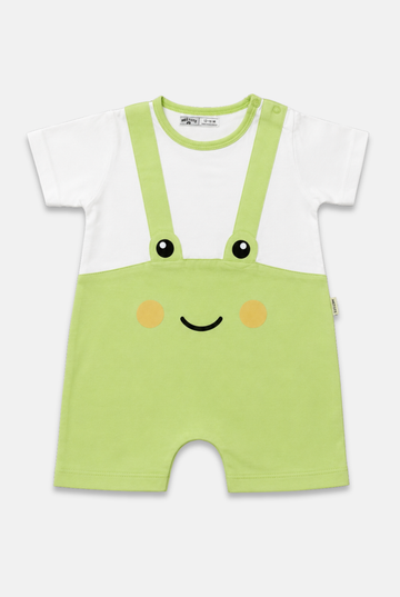 Frog Face Cotton Dungaree style Romper