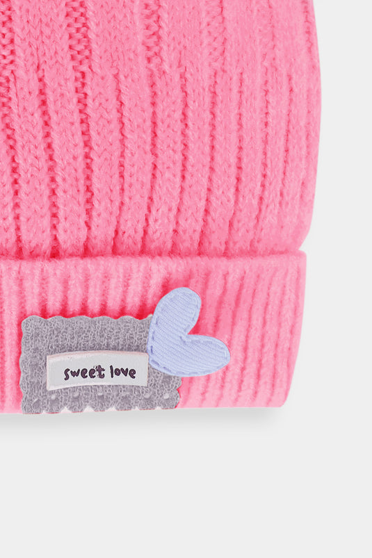 Pink Super Stretchable Wool Cap for Babies