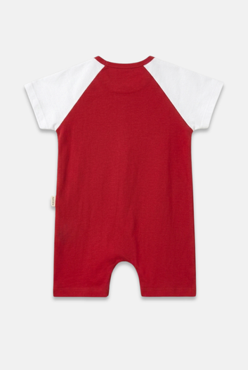 Bear Patch Cotton Raglan Romper
